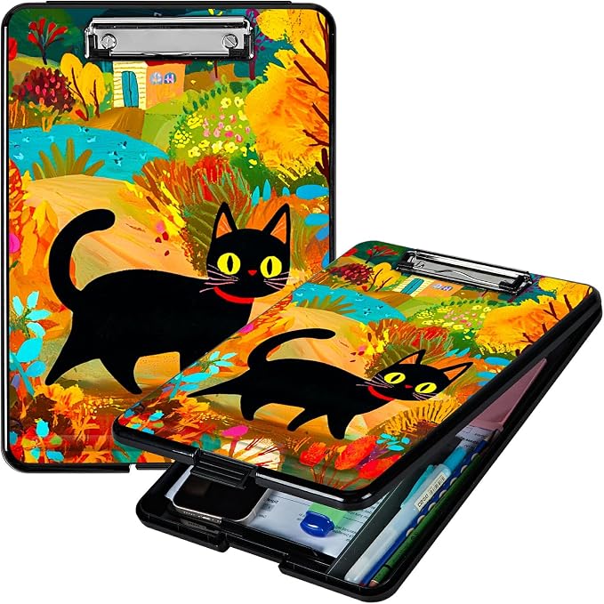 Black Cat in Autumn A4 Clipboard by Unknown