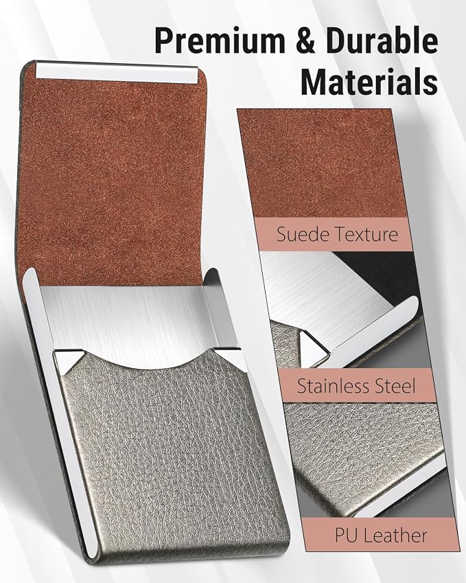 MaxGear Business Card Holder, PU Leather Business Card Case, Magnetic Closure - Image 4