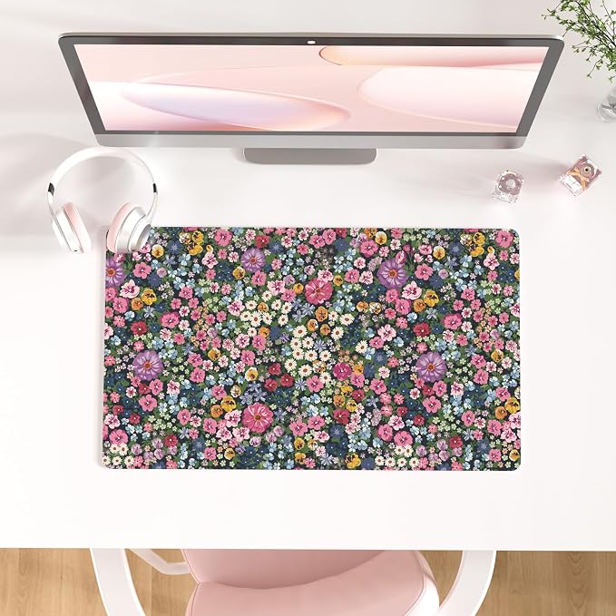 Colorful Star Large Mouse Pad, Floral Desk Mat Office Supplies, Waterproof Faux by ColorfulStar