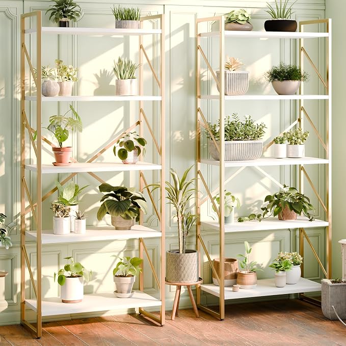 Shintenchi 5 Tiers Bookshelf, Classically Tall Bookcase Shelf, Industrial Book - Image 3