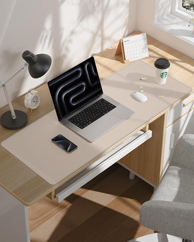 AFIING Leather Desk Pad Protector, Office Mat, Large Mouse Pad, Non-Slip PU - Image 6