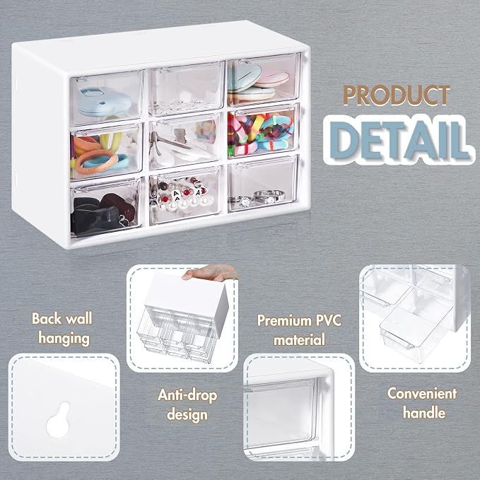 Rtteri 9 Pieces Mini Drawer Organizer Plastic Desktop Storage Box Desk Craft - Image 4