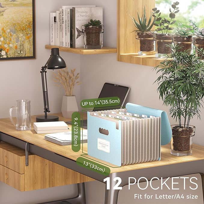 EcoStash Accordion File Organizer, 12-Pocket Wheat Straw Expanding File Folder - Image 2