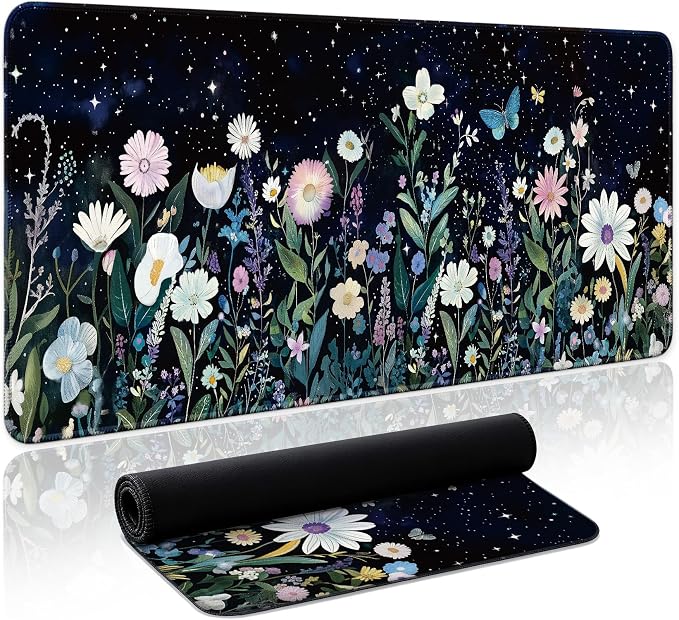 Aesthetic Desk Mat, Cute Celestial Garden Desk Pad Protector by Zotia
