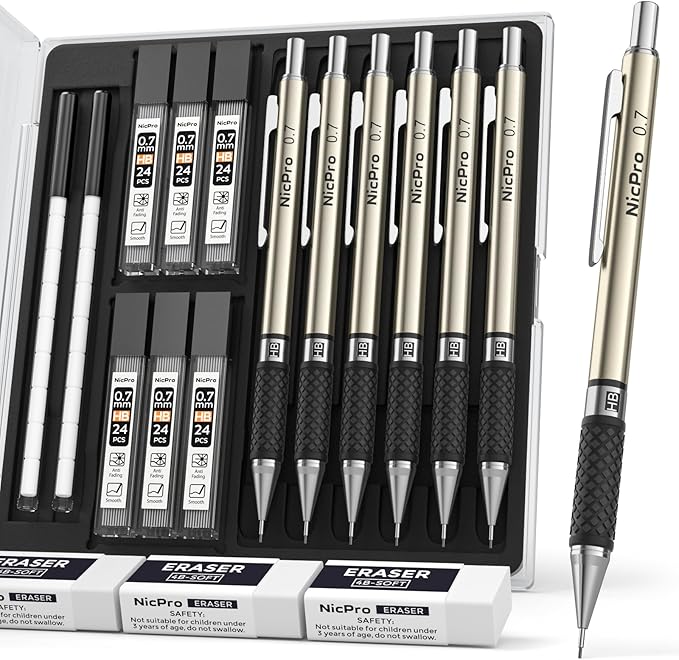 Nicpro 0.7 mm Art Mechanical Pencils Set, Artist Writing by Nicpro