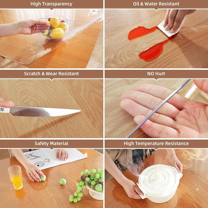 Warmstar Clear Table Protector 2mm Thick, 32x 63 Inch Clear Table Cover - Image 3