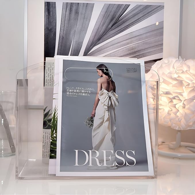 Magazine Rack - Clear Acrylic Magazine Holder, Acrylic Newspaper Stand Organizer - Image 9