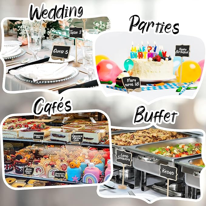 Mini Chalkboard Signs, 30 Pack Framed Small Chalk Board Food Labels - Image 6