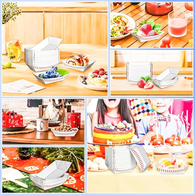100Pack 1/4Lb Paper Food Boat Trays, Mini Baseball Birthday Decoration Baseball - Image 7