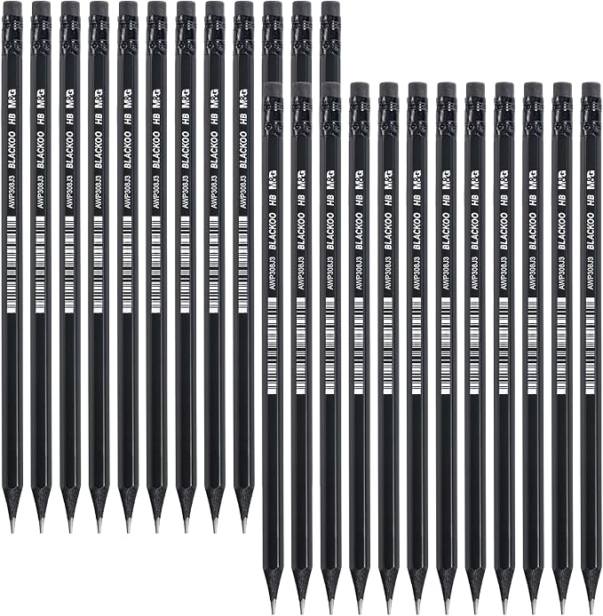 M&G BLACKOO Series HB Wood-Cased Pencils, Bulk Black Pencils by MG