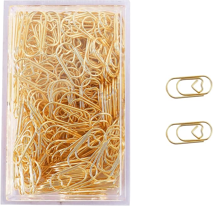 200 Pcs Small Gold Paper Clips Love Heart Shaped Paperclips Stainless Steel in by ALLTU