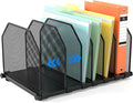 Adjustable File Organizer for Desk, 6 Sections Vertical File Folder Holders by ZONGALL
