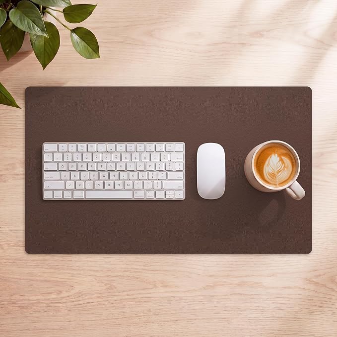 AFIING Leather Desk pad Protector, 35.4" x 17", Desk mat | Dual-Sided Cork & PU - Image 8