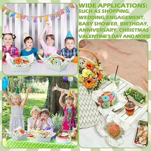 Geosar 100 Pcs Gingham Party Supplies Disposable Paper Food Trays Bulk - Image 6