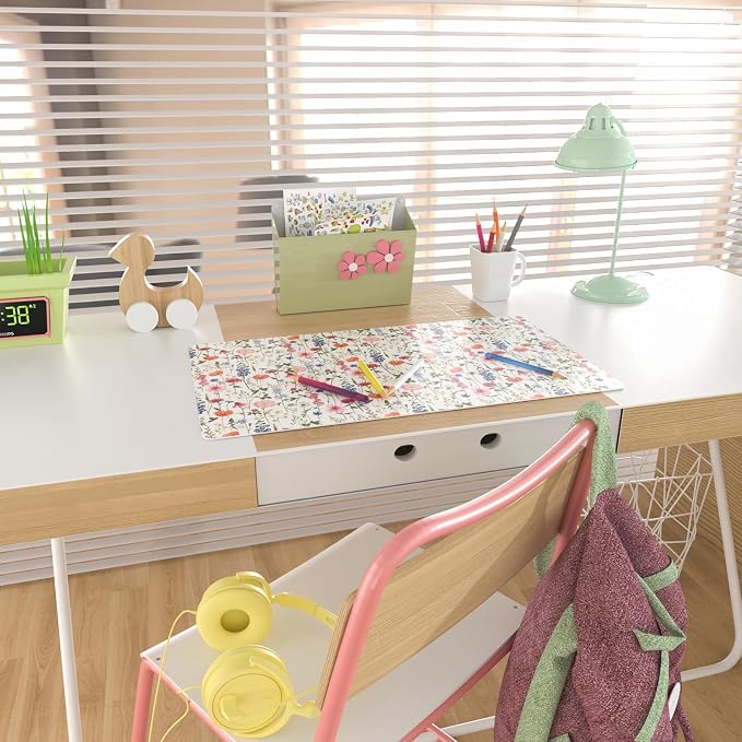 Colorful Star Large Mouse Pad, Watercolor Floral Desk Mat Office Supplies - Image 7