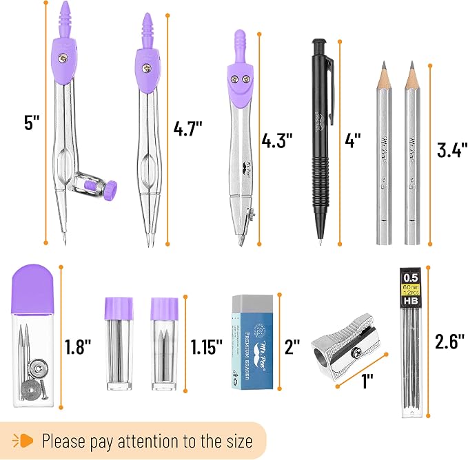 Mr. Pen- Geometry Set, 6 Inch Swing Arm Protractor, Divider | Set Squares - Image 3