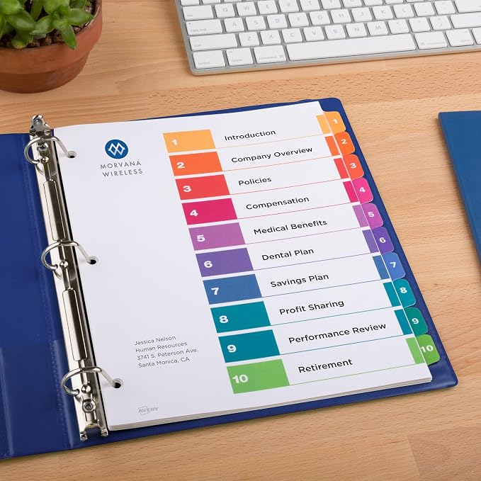 Avery 10 Tab Dividers for 3 Ring Binders, Customizable Table of Contents - Image 6