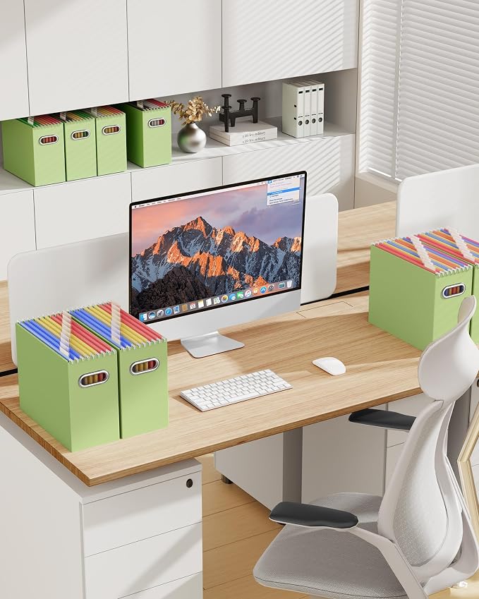 Oterri File Organizer Box, Portable Collapsible Cardboard File Folder Organizer - Image 3