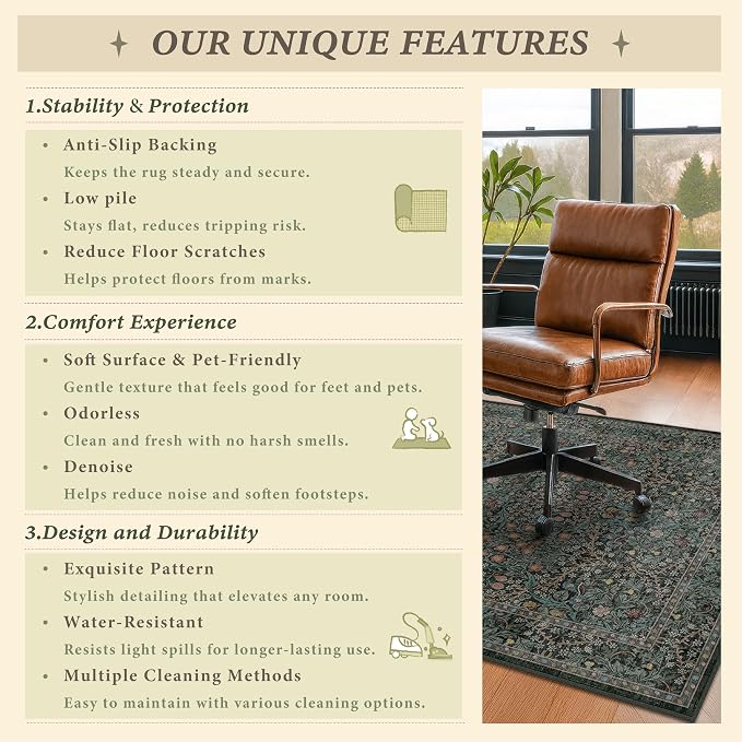 48"x60" Dark Green Office Chair Mat - Image 9