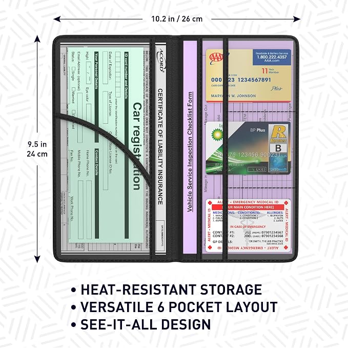Premium Leather with Magnetic Shut Car Registration and Insurance Card Holder - Image 4