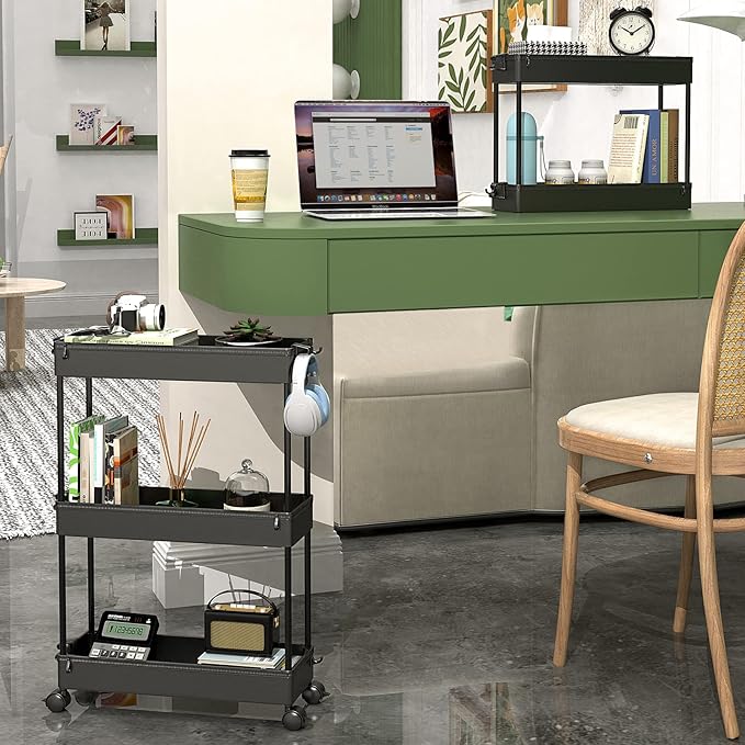 SPACEKEEPER Slim Rolling Storage Cart, 3 Tier Bathroom Storage Organizer - Image 2