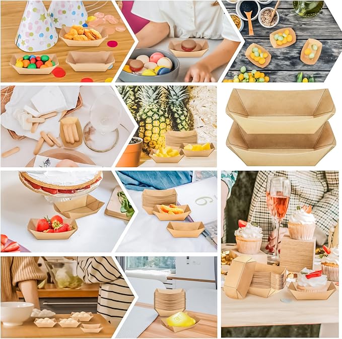 150 Pack 1/4Lb Paper Food Boat Trays Disposable Small Paper Boats Plates - Image 5