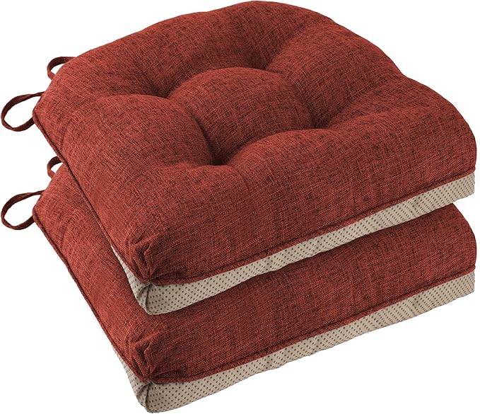 Chair Cushions for Dining Chairs 2 Pack, Rust | Non-Slip, by FlyGulls