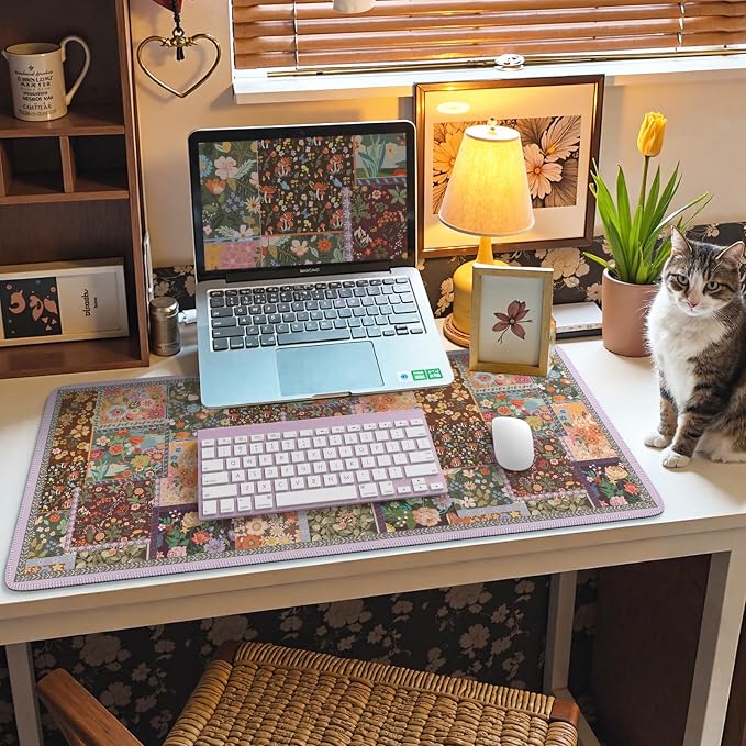 iCasso Floral Desk Pad Mat, Large Mouse Pad, Desk Matt - Image 6