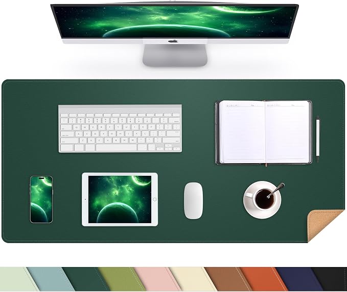 AFIING Cork Desk Mat, Dark Green, 35.4" x 17", Desk pad Protector | Dual-Sided by AFIING