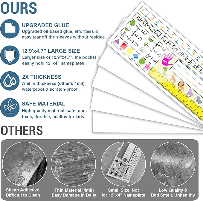 40 PCS Nameplate Pocket, 12.9" x 4.7" Adhesive Desk Nameplates Sleeves Name Tag - Image 4