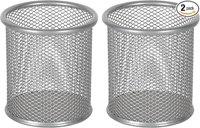 EasyPAG Pencil Holder for Desk, 2 Pack Metal Pen Organizer, Mesh Pencil Cup by EasyPAG