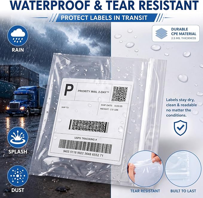 Glenmal 100 Pcs 7" x 5.5" Resealable Packing List Envelopes Clear Self-adhesive - Image 4