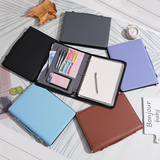 Wonderpool Travel Zippered Portfolio 3 Ring Binder A4 Padfolio Document Case - Image 4