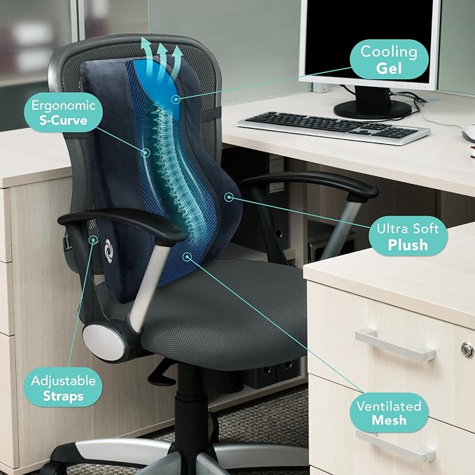Samsonite Memory Foam Lumbar Support Pillow, Ergonomic Back Cushion - Image 5