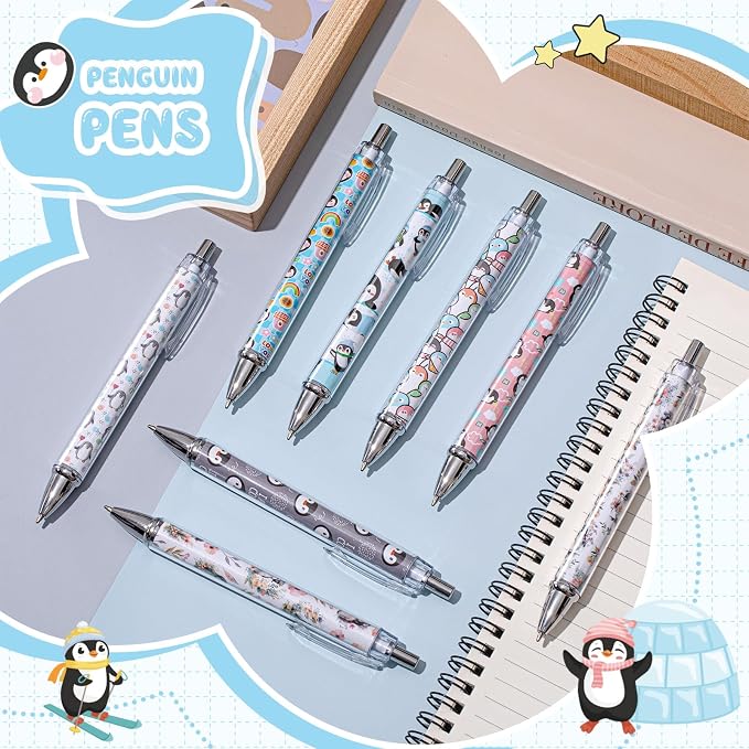 Ireer 8 Pcs Ballpoint Pens for Women 1.00 mm Cute Black Ink Fancy Pens Fine - Image 3
