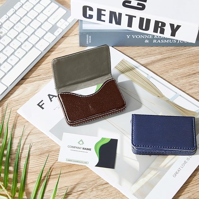 Outus 2 Pcs Business Card Holder, PU Leather Business Card Case Pocket Wallet - Image 5
