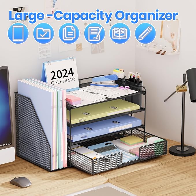 OPNICE Desk Organizer, 4-Tier Desktop File Organizer - Image 6