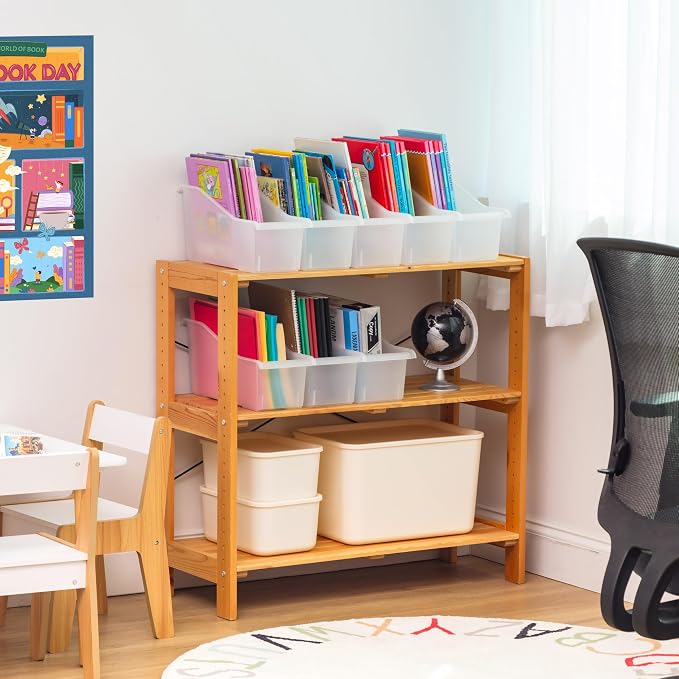 IRIS USA Plastic Book Bin Magazine Holder, Vertical Standing Connecting - Image 3