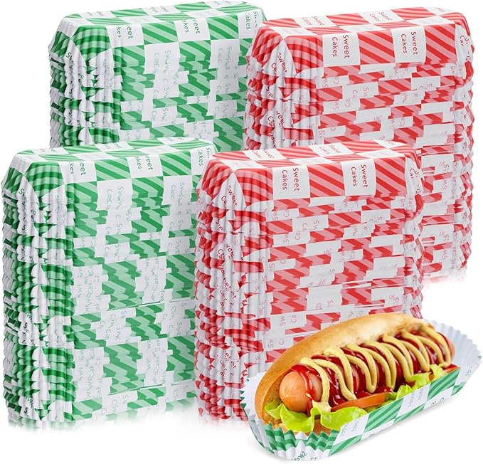 Yinkin 300 Pcs Paper Hot Dog Trays Valentine's Day 6 Inch Food Trays Concession by Yinkin