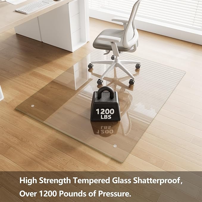 Koonmi Glass Chair Mat for Carpet, Tempered Glass 46"x60" Office Chair Mat - Image 2