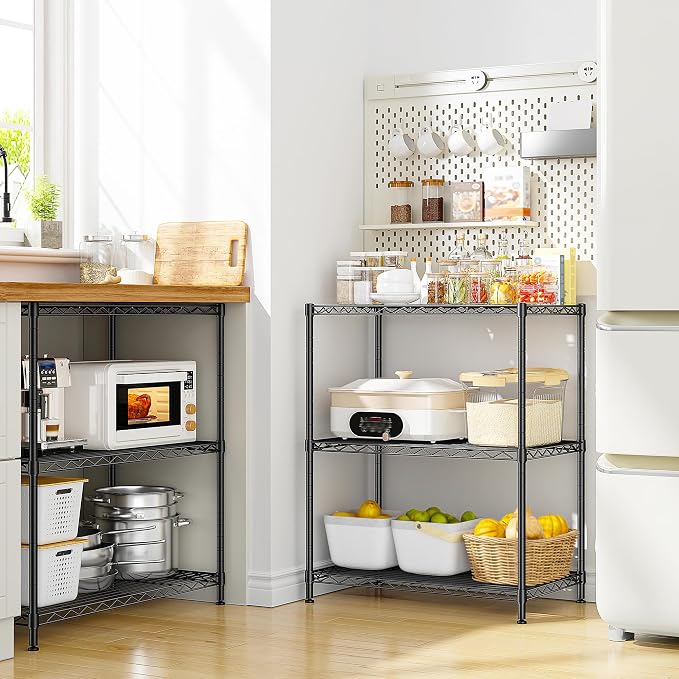 3 Tier Storage Shelves Metal Shelving Unit, Adjustable Wire Rack Pantry Kitchen - Image 2