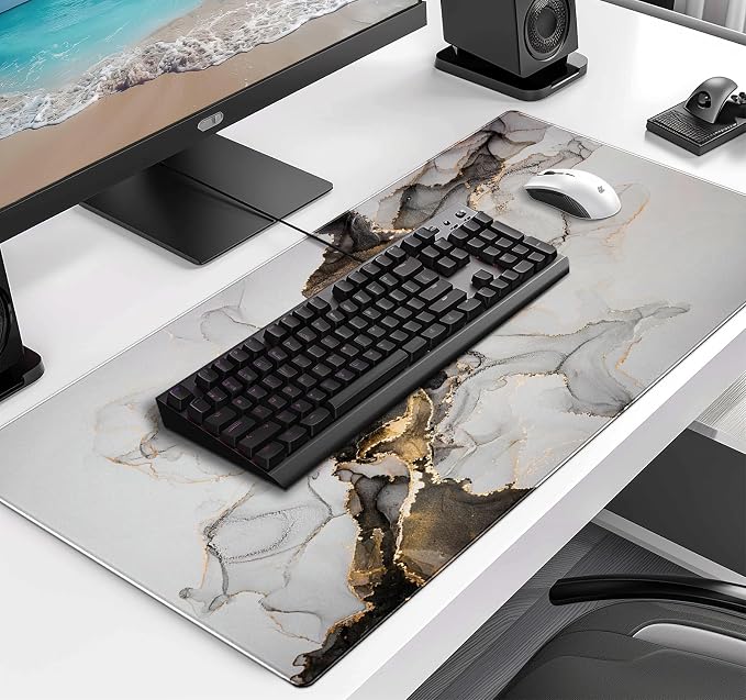 Large Expanded Marble Patterned Mouse Pad, Non Slip Rubber Keyboard Pad | Large - Image 3