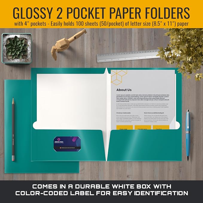 2 Pocket Glossy Laminated Paper FOLDERS Portfolio Letter Size - Image 3