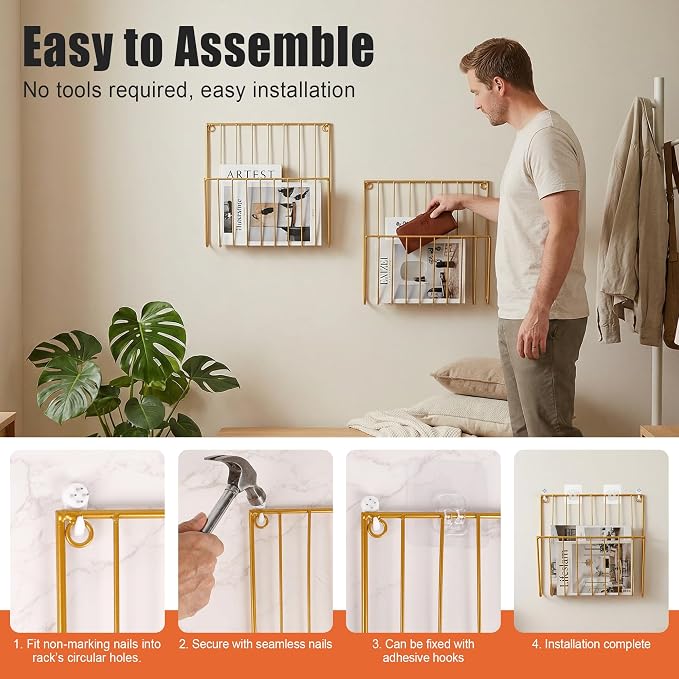 2-Pack Wall Magazine Rack, Magazine Holder Wall Mounted - Image 6
