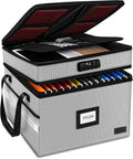 Fireproof Document Box with Lock, 2-Layer File Box Storage Organizer with 5 by ETRONIK