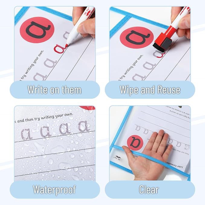 Mr. Pen- Reusable Dry Erase Pocket Sleeves, 6 Pack, Colorful | Ocean Breeze - Image 6