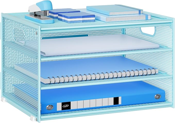 Lavatino 3-Tier Letter Tray Desk Organizer, Mesh Metal Paper File Tray Organizer by Lavatino