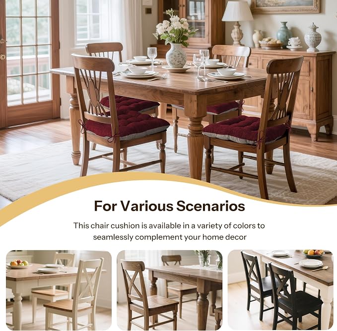 Non Slip Chair Cushions for Dining Chairs Set of 4 Kitchen Chair Cushions - Image 5