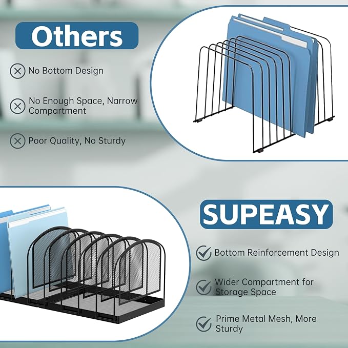 SUPEASY File Organizer for Desk, 9-Section Mesh Desk Organizer, Vertical File - Image 2