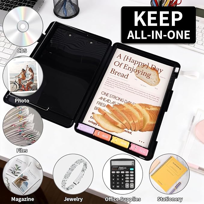 Letter Size Paper Organizer Box, A4 File Portable Project Case, Plastic - Image 4